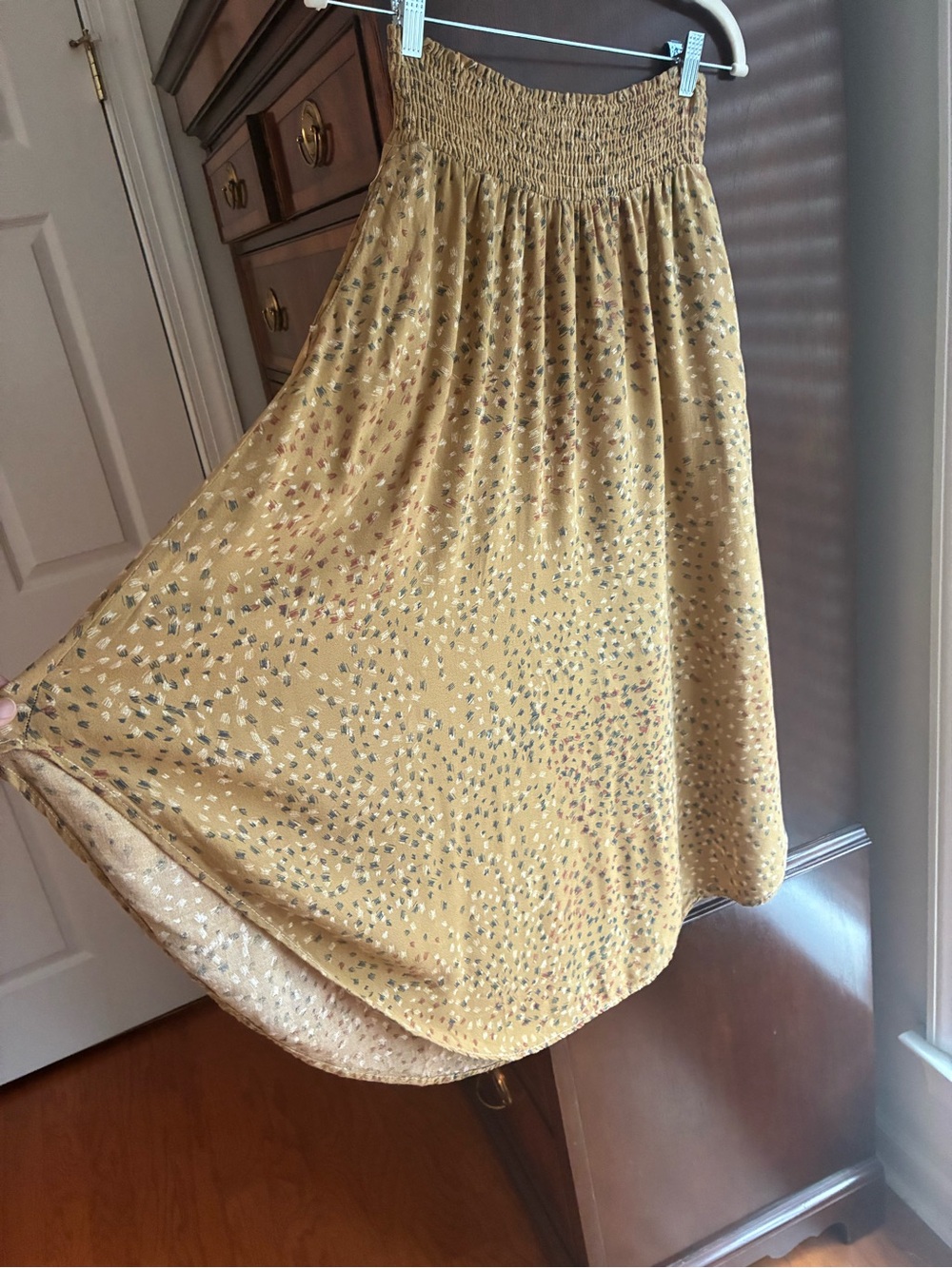 SOZY Willow Midi Skirt Mustard | Smocked Waist | *Pockets* | Made in USA - Picture 7 of 9